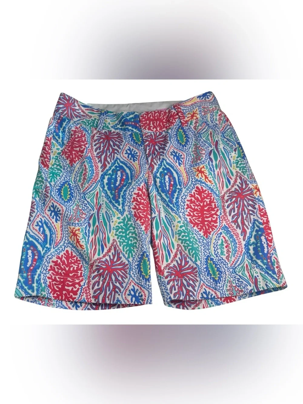 Lilly Pulitzer The Chipper Short Colorful Coral Print Bermuda 0
